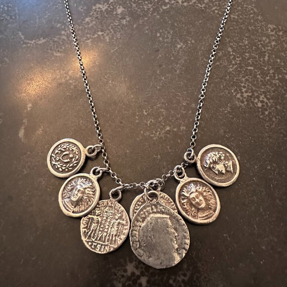 Silver Coin Necklace.